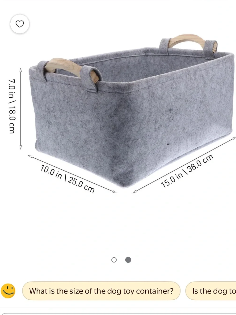 Felt Dog Toy Basket with Handle, Foldable Pet Toy Storage Container